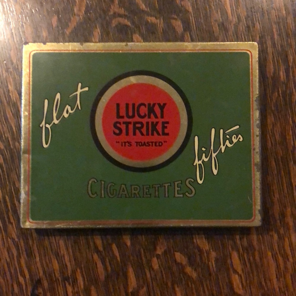 Vintage Lucky Strike Flat Green Cigarette Tin